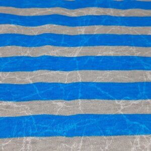 T-Shirt Knit Sewing Fabric Blue Gray Medium Nautical Stripe 1yd + 7 " x 56" wide